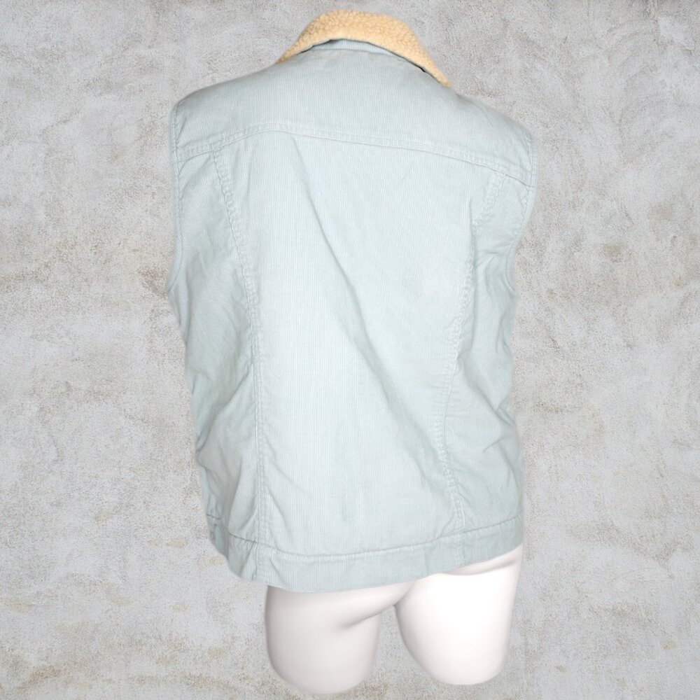 L.L.Bean Baby Blue with Cream Color Interior Corduroy Vest Women's Petite XL - Picture 3 of 9